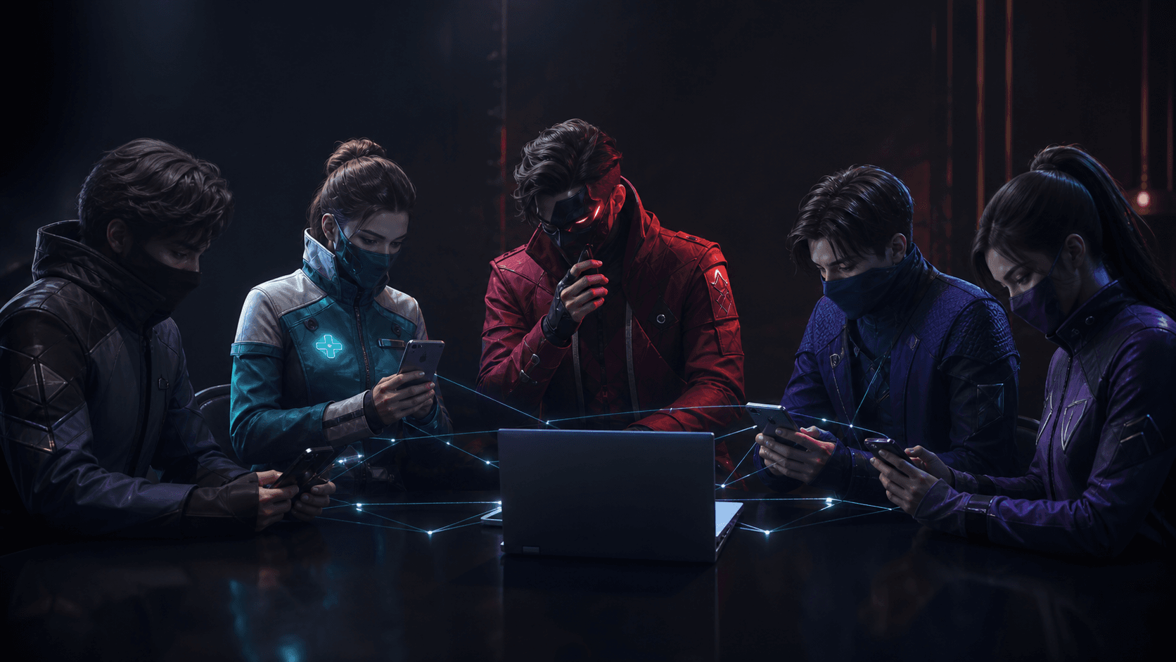 Friends playing Imposter Night through phones connected to a host laptop
